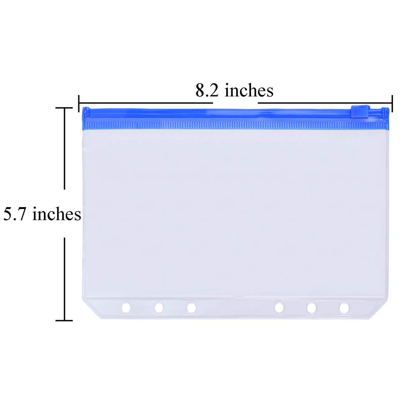 Antner 12PCS A5 Binder Pockets 6-Hole Budget Cash Envelopes for A5 6-Ring Binder, Multicolor Zipper Pouches for Planner Inserts, Money Organizer Bags Savings Challenge Envelopes for Cash Stuffing - Image 2